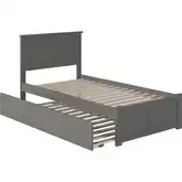Madison Twin Platform Bed w/ Footboard & Twin Trundle in Grey Wood