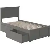 Madison Twin Platform Bed w/ Footboard & 2 Drawers in Grey Wood