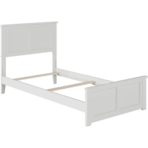 Madison Twin Foundation Bed w/ Footboard in White Wood