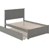 Madison Full Platform Bed w/ Footboard & Full Trundle in Grey Wood