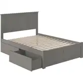 Madison Full Platform Bed w/ Footboard & 2 Drawers in Grey Wood