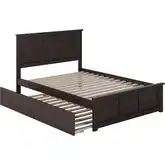 Madison Full Platform Bed w/ Footboard & Twin Trundle in Espresso Wood