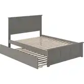 Madison Full Platform Bed w/ Footboard & Twin Trundle in Grey Wood