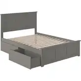 Madison Full Platform Bed w/ Footboard & 2 Drawers in Grey Wood