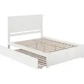 Madison Queen Platform Bed w/ Footboard & Twin XL Trundle in White Wood