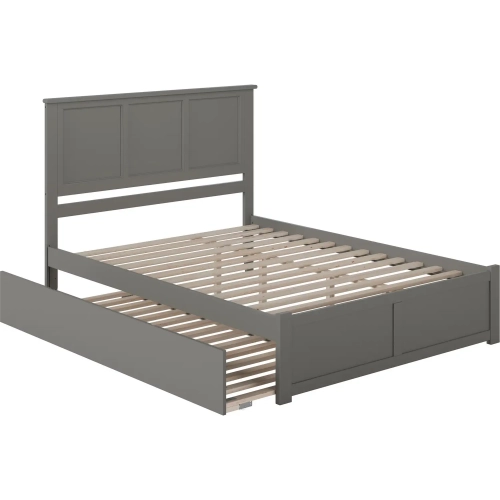 Madison Queen Platform Bed w/ Footboard & Twin XL Trundle in Grey Wood
