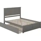 Madison Queen Platform Bed w/ Footboard & Twin XL Trundle in Grey Wood