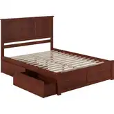 Madison Queen Platform Bed w/ Footboard & 2 Drawers in Walnut Wood