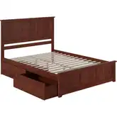 Madison Queen Platform Bed w/ Footboard & 2 Drawers in Walnut Wood