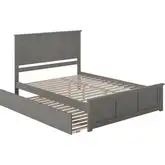Madison King Platform Bed w/ Footboard & Twin XL Trundle in Grey Wood