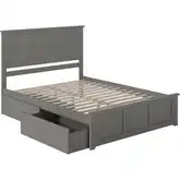 Madison King Platform Bed w/ Footboard & 2 Drawers in Grey Wood