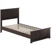 Charlotte Twin XL Low Profile Platform Bed w/ Footboard in Espresso Wood