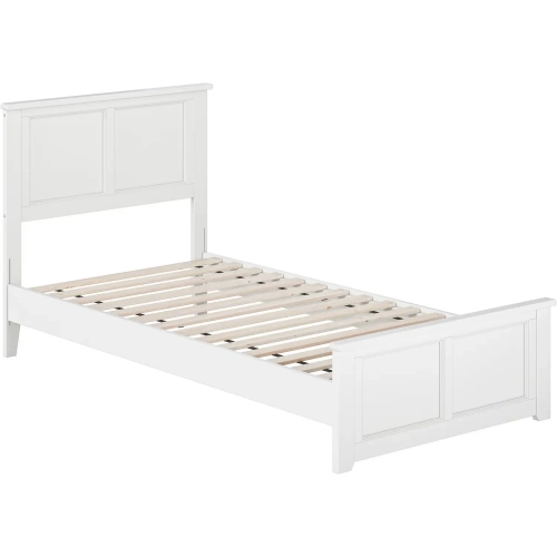 Charlotte Twin XL Low Profile Platform Bed w/ Footboard in White Wood Wood