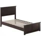 Charlotte Twin Low Profile Platform Bed w/ Footboard in Espresso Wood