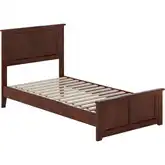 Charlotte Twin Low Profile Platform Bed w/ Footboard in Walnut Wood