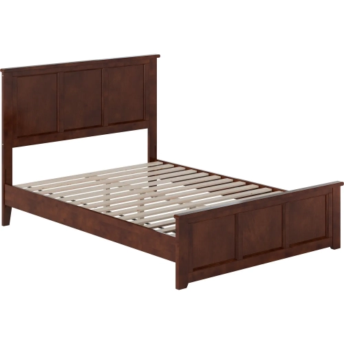 Charlotte Full Low Profile Platform Bed w/ Footboard in Walnut Wood