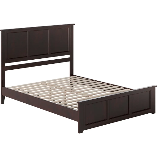 Charlotte Queen Low Profile Platform Bed w/ Footboard in Espresso Wood