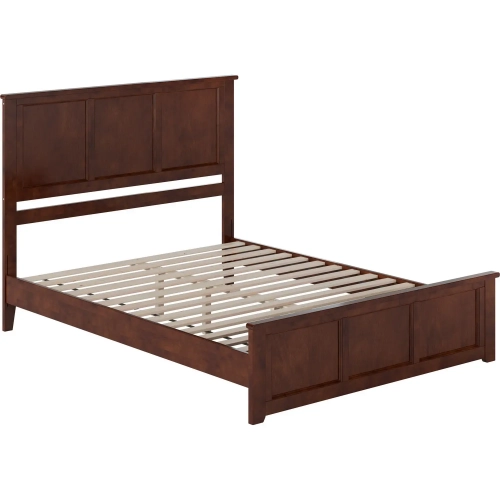 Charlotte Queen Low Profile Platform Bed w/ Footboard in Walnut Wood