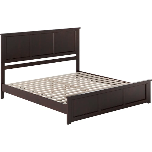 Charlotte King Low Profile Platform Bed w/ Footboard in Espresso Wood