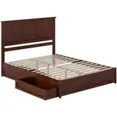 Felicity Queen Platform Bed w/ Panel Footboard & 2 Drawers in Walnut Wood