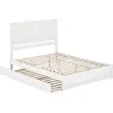 Felicity Queen Platform Bed w/ Panel Footboard & Twin XL Trundle in White Wood