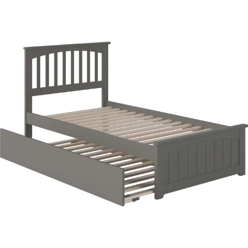 Mission Twin Platform Bed with Matching Footboard & Trundle Bed in Atlantic Grey