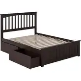 Mission Full Bed with Matching Footboard & 2 Urban Bed Drawers in Espresso