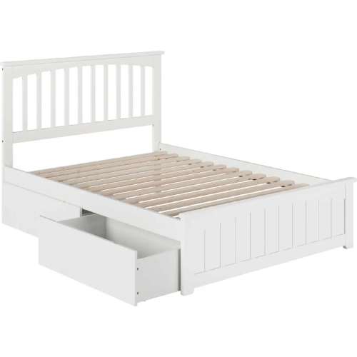Mission Full Bed with Matching Footboard & 2 Urban Bed Drawers in White