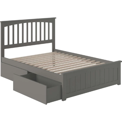 Mission Full Bed with Matching Footboard & 2 Urban Bed Drawers in Atlantic Grey