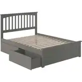 Mission Full Bed with Matching Footboard & 2 Urban Bed Drawers in Atlantic Grey