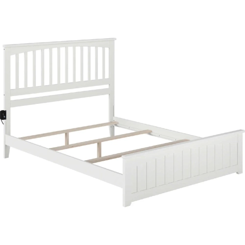 Mission Queen Bed with Matching Footboard in White