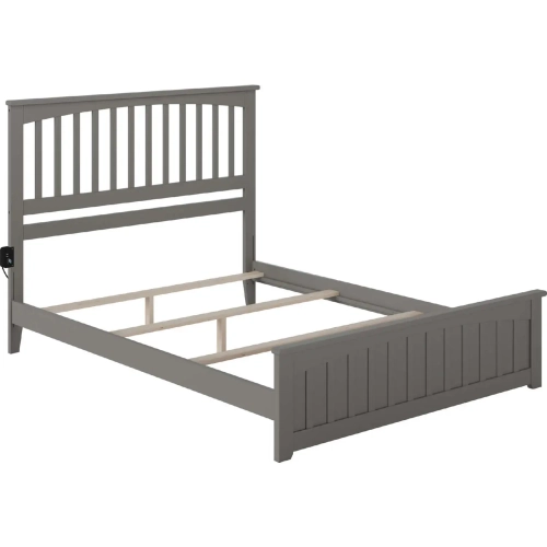 Mission Queen Traditional Bed with Matching Footboard in Atlantic Grey