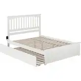 Mission Queen Platform Bed, Match Footboard, Turbo Charger & Twin XL Trundle in White