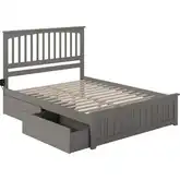 Mission Queen Bed with Matching Footboard & 2 Urban Bed Drawers in Atlantic Grey