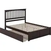 Mission King Platform Bed w/ Footboard & Twin XL Trundle in Espresso Wood
