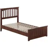 Becket Twin Low Profile Platform Bed with USB & Matching Footboard in Walnut Finish