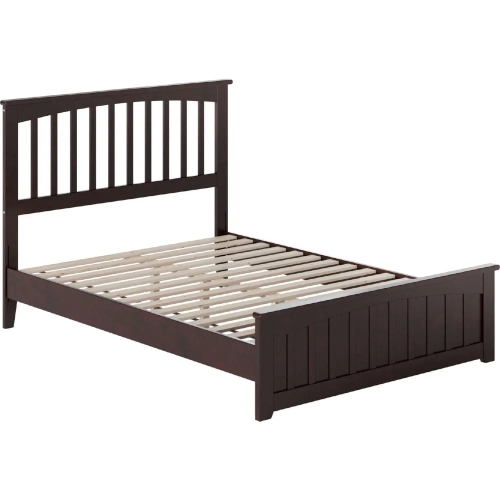 Becket Full Low Profile Platform Bed with USB & Matching Footboard in Espresso Finish
