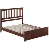 Becket Queen Low Profile Platform Bed with USB & Matching Footboard in Walnut Finish