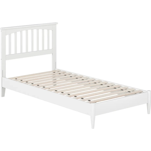 Becket Twin XL Low Profile Platform Bed in White Wood