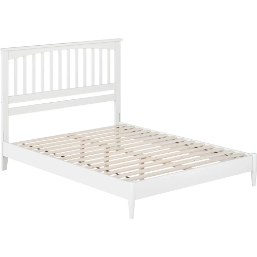 Becket Queen Low Profile Platform Bed in White Wood