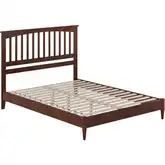 Becket Queen Low Profile Platform Bed in Walnut Wood