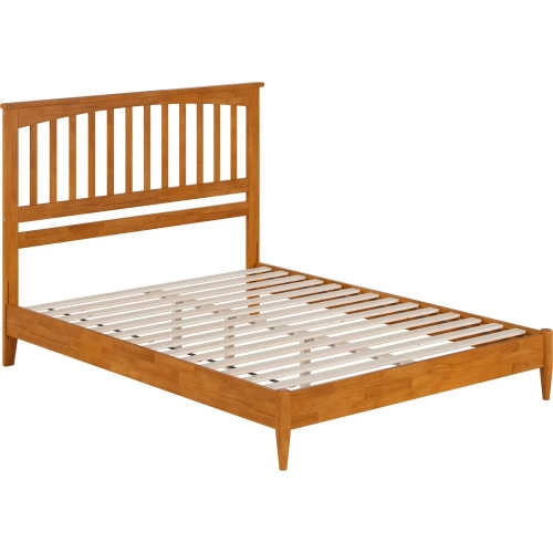 Becket Queen Low Profile Platform Bed in Toffee Wood