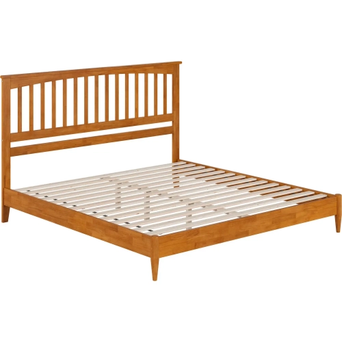 Becket King Low Profile Platform Bed in Toffee Wood