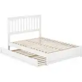Everett Full Platform Bed w/ Panel Footboard & Twin Trundle in White Wood