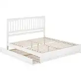 Everett King Platform Bed w/ Panel Footboard & Twin XL Trundle in White Wood