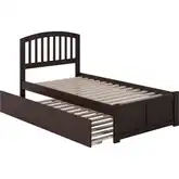 Richmond Twin XL Platform Bed w/ Footboard & Twin XL Trundle in Espresso Wood