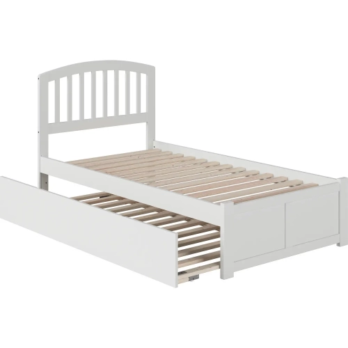 Richmond Twin XL Platform Bed w/ Footboard & Twin XL Trundle in White Wood