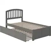Richmond Twin XL Platform Bed w/ Footboard & Twin XL Trundle in Grey Wood