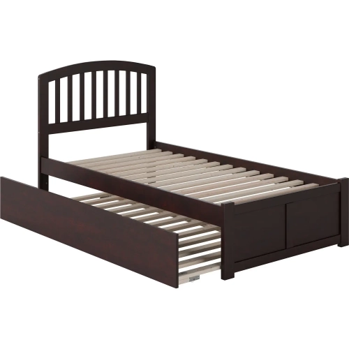 Richmond Twin Platform Bed w/ Footboard & Twin Trundle in Espresso Wood