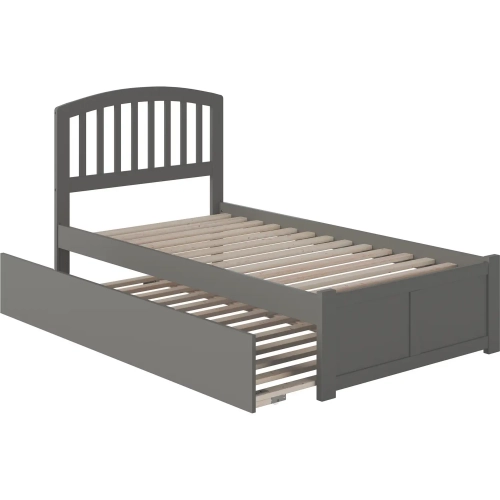 Richmond Twin Platform Bed w/ Footboard & Twin Trundle in Grey Wood